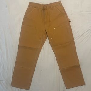 Carhartt loose fit firm duck double front utility work pant brown men size 34/30